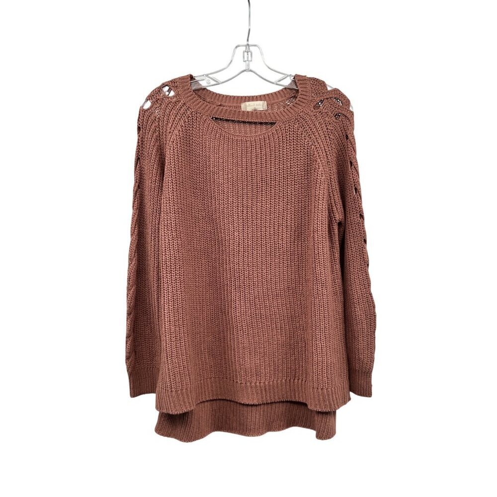 Altar'd State Womens Knit Sweater Cut Out Sleeves Dusty Rose Size Medium